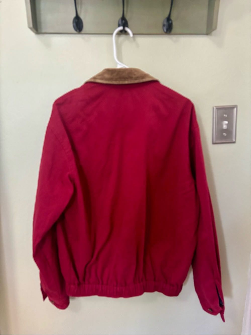 Vintage 90s Polo Ralph Lauren Red Harrington Jacket Corduroy Collar w/ Plaid - Picture 5 of 6